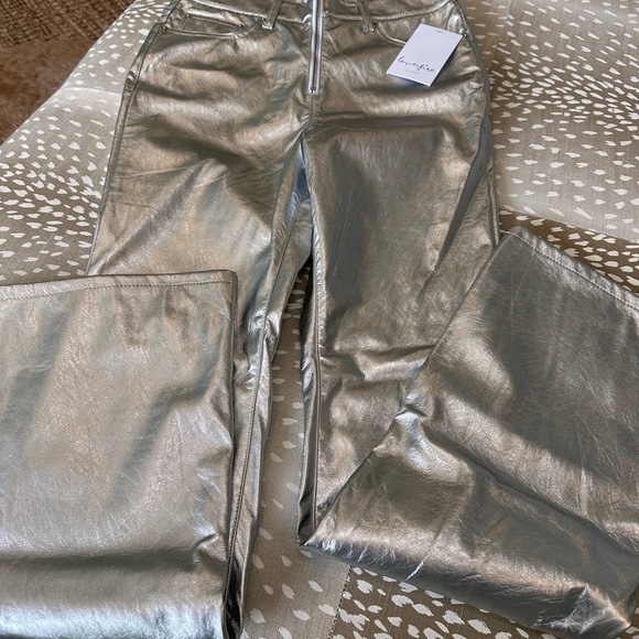 Silver Boot Cut Pants with Metallic Sheen - Picture 3 of 3